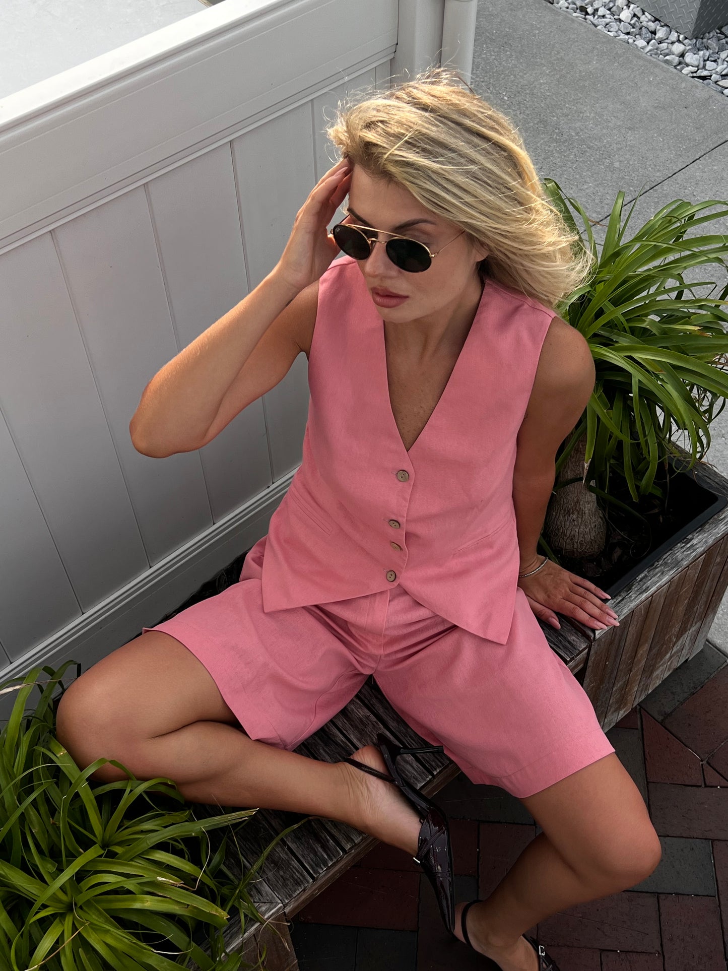 Linen suit with vest