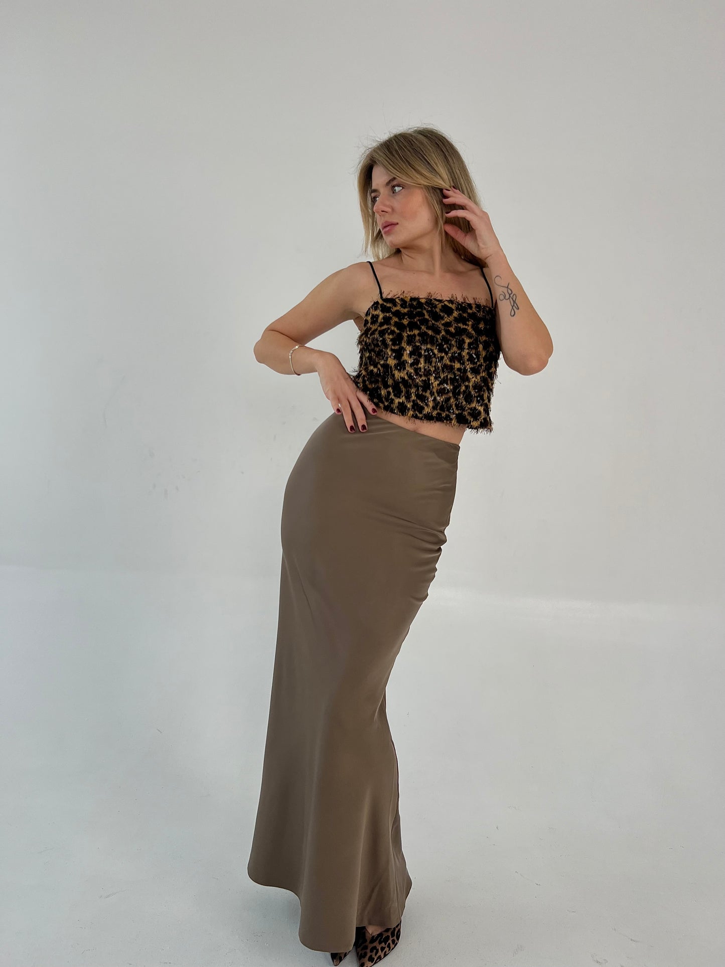 Fishtail silk skirt