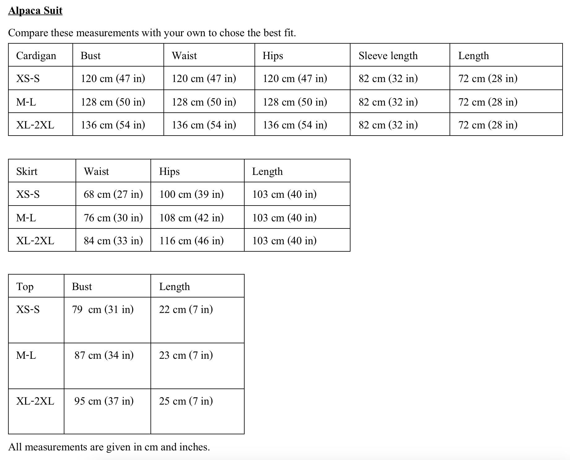 Product measurements
