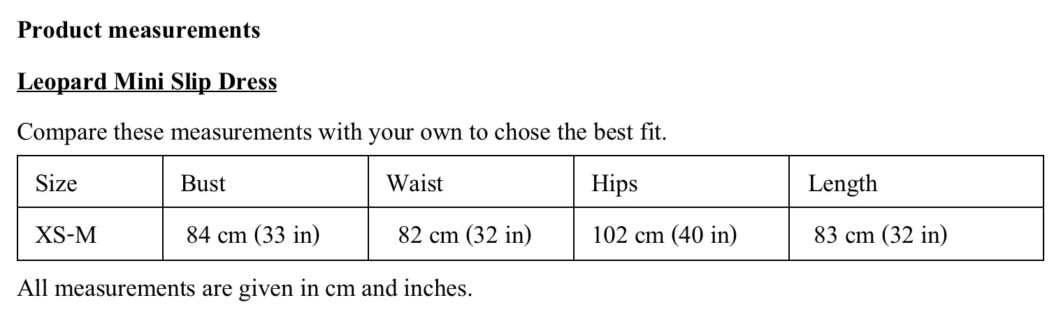 Product measurements