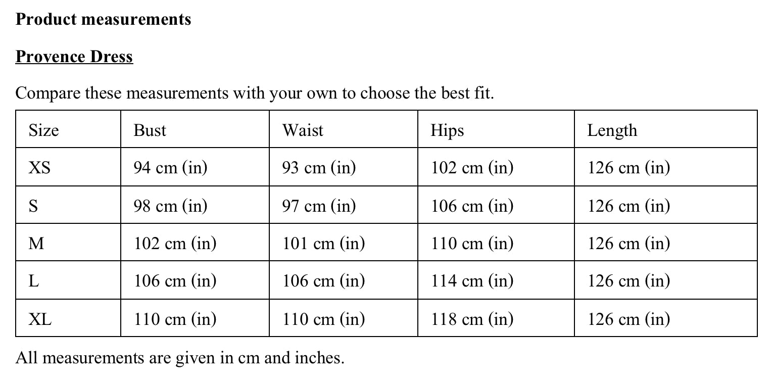 Product measurements