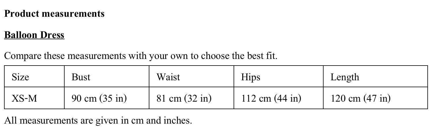 Product measurements