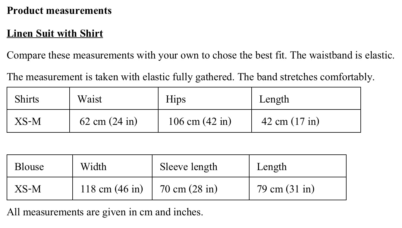 Product measurements