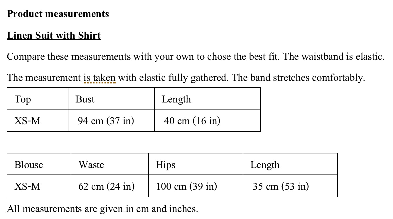 Product measurements