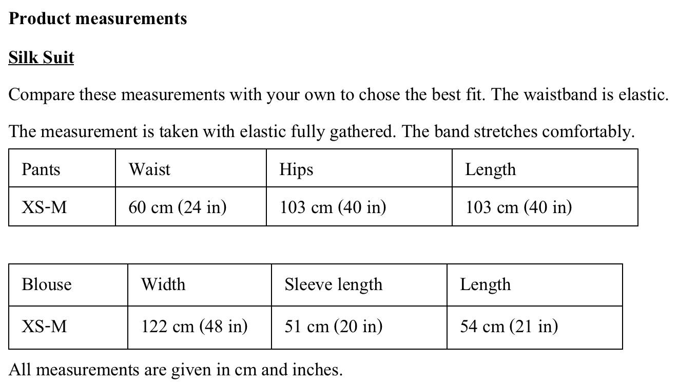 Product measurements
