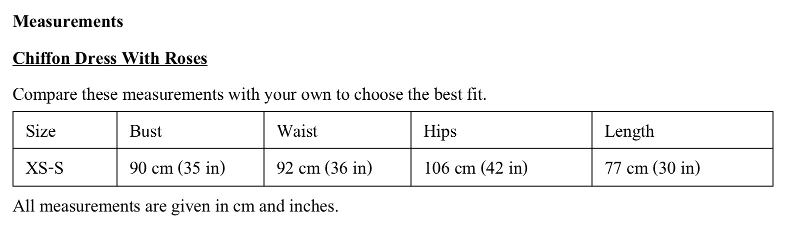 Product measurements