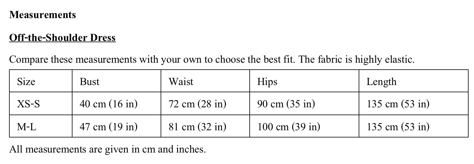 Product measurements