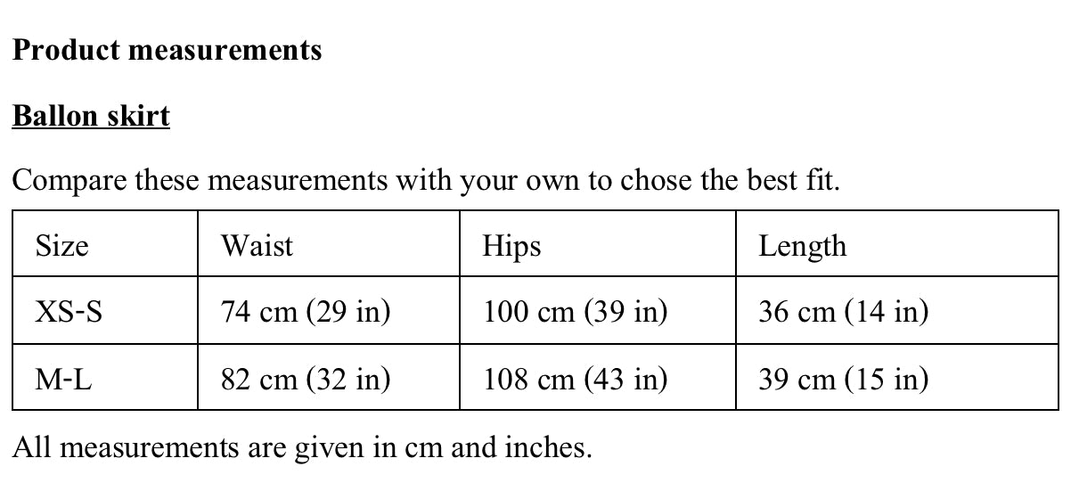 Product measurements