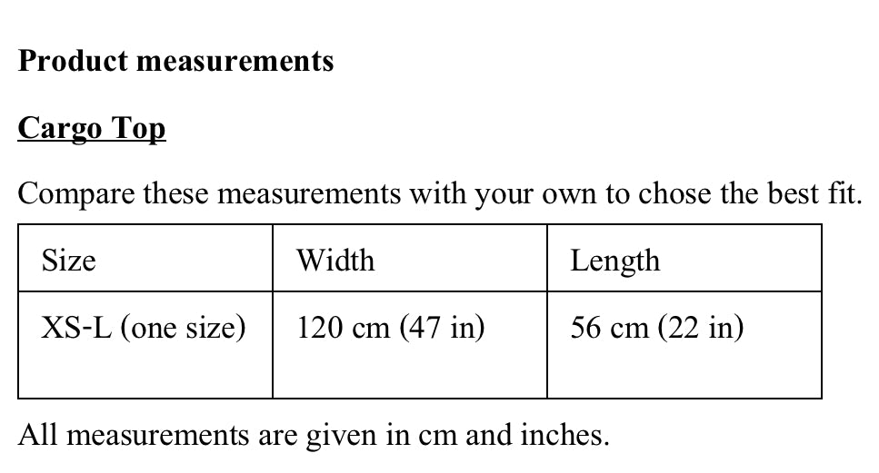 Product measurements