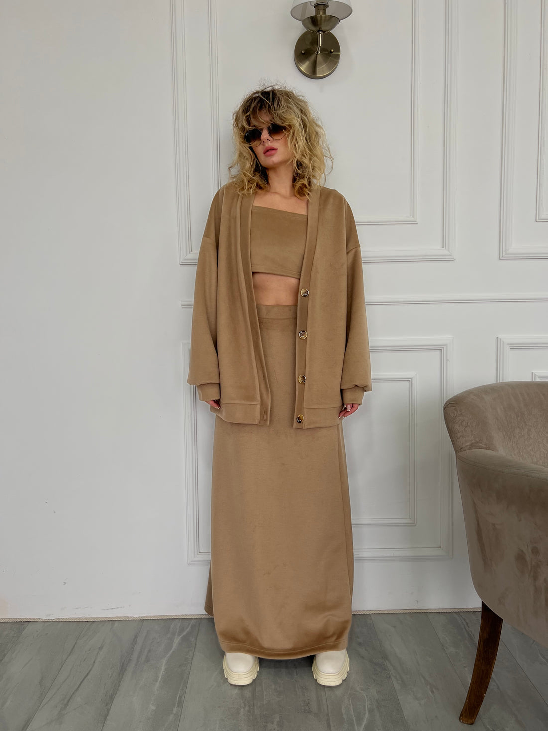 Alpaca Suit - Skirt, Cardigan & Top