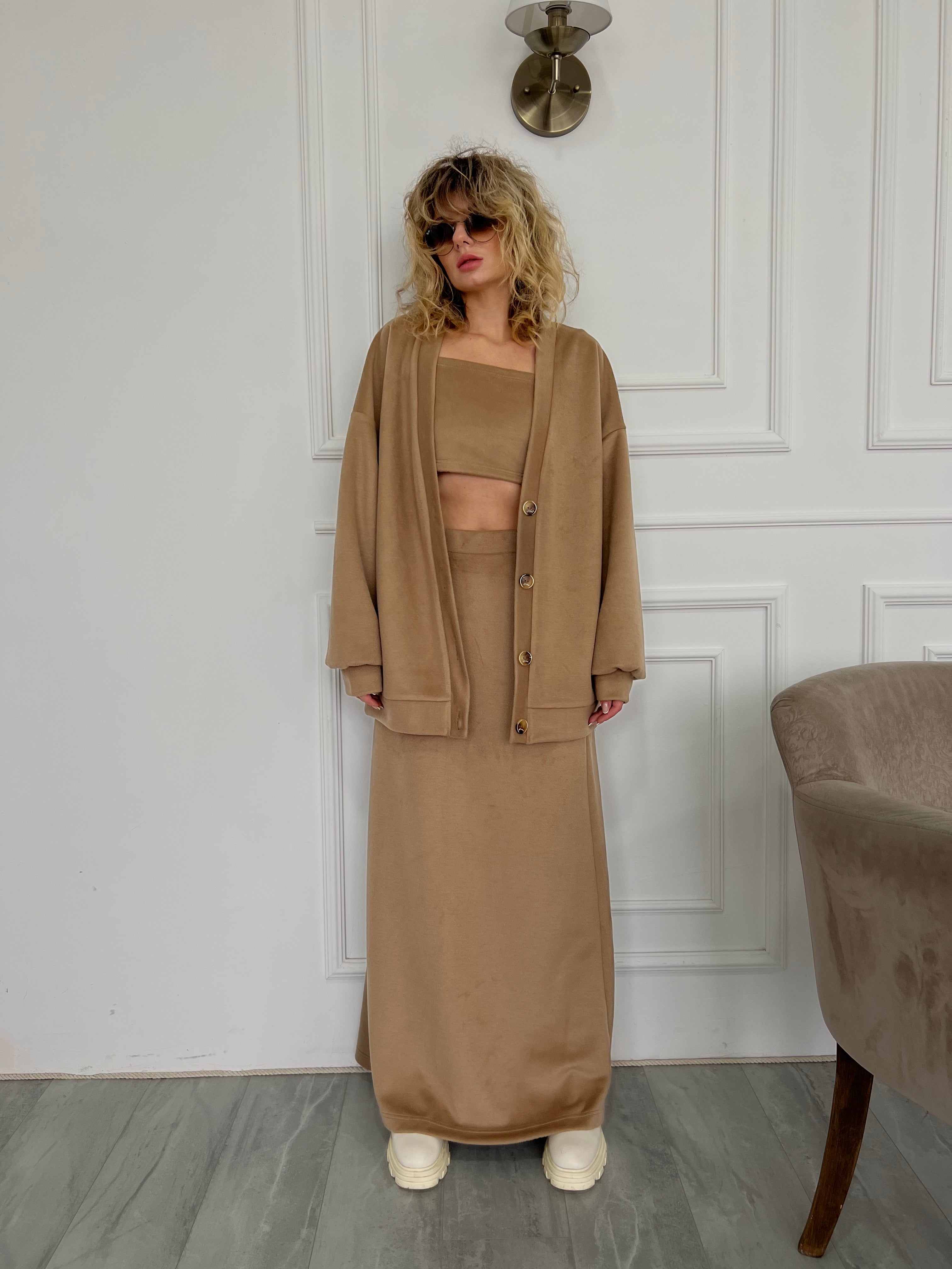 Alpaca Suit - Skirt, Cardigan & Top