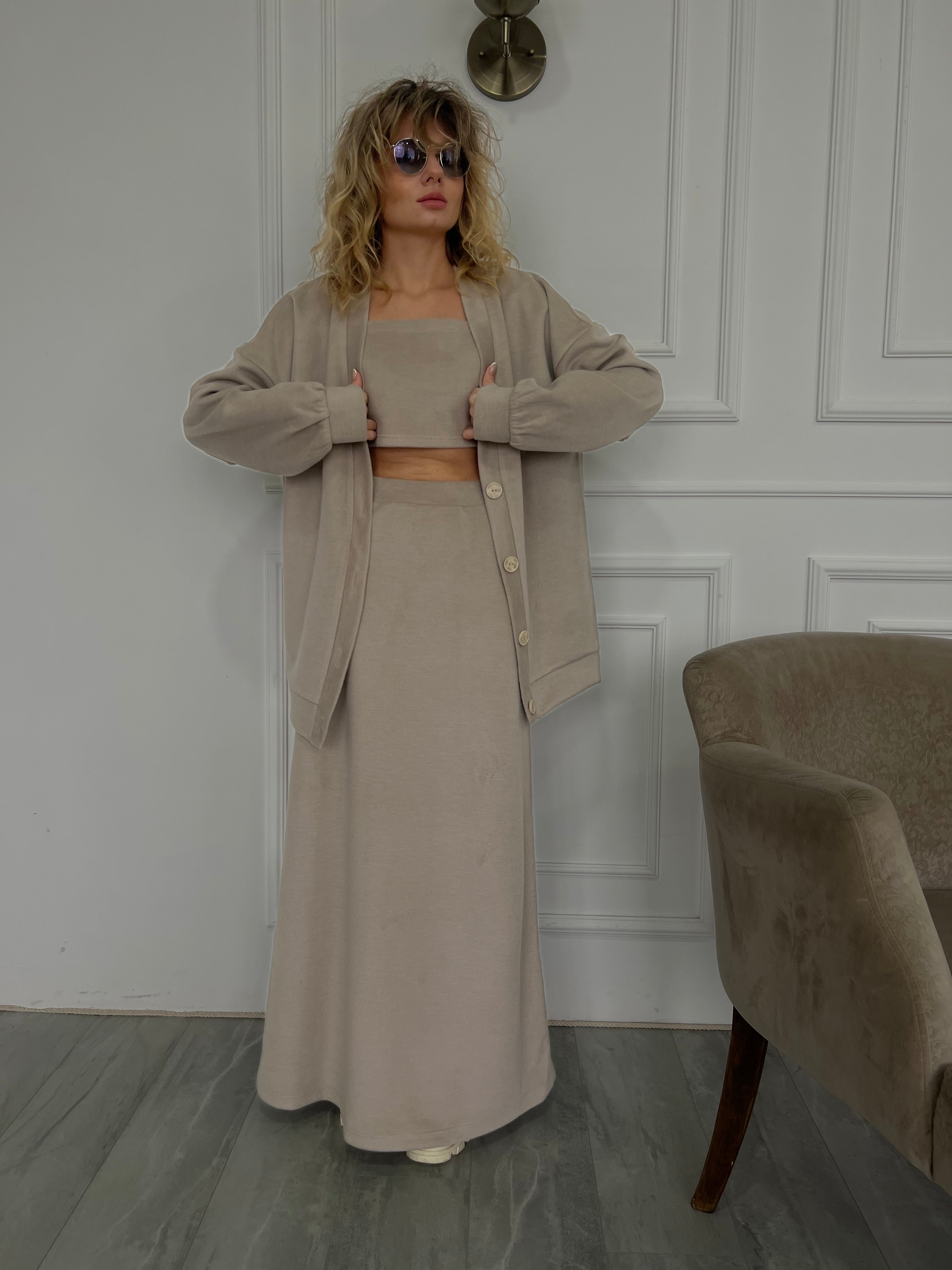 Alpaca Suit - Skirt, Cardigan & Top