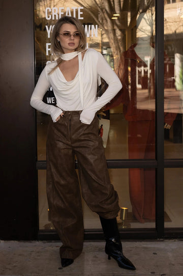 Textured Eco-Leather Pants