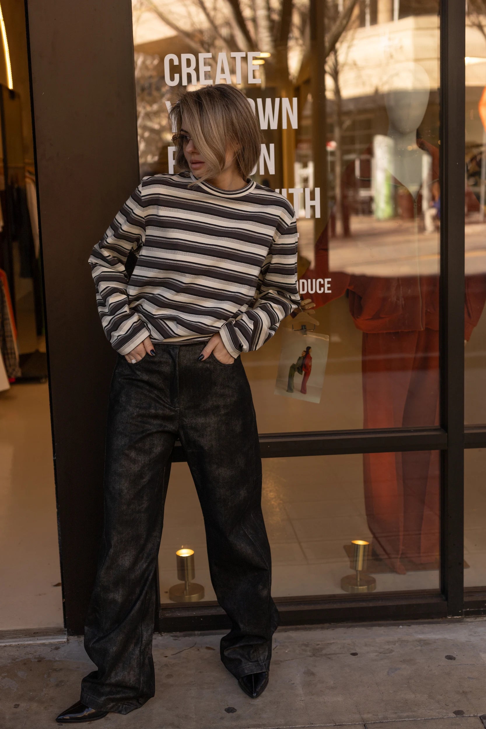 Textured Eco-Leather Pants