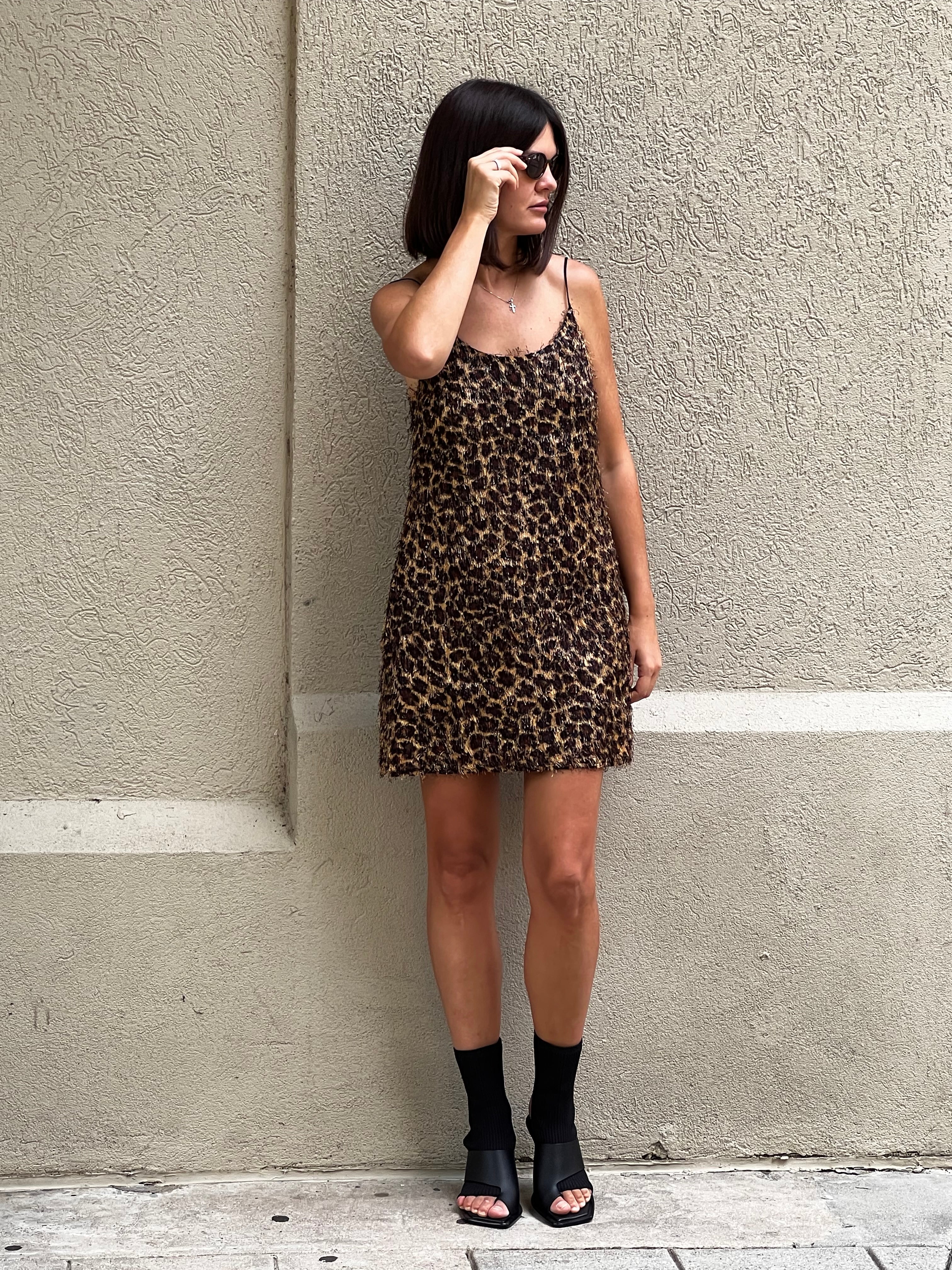 Leopard Mini Slip Dress