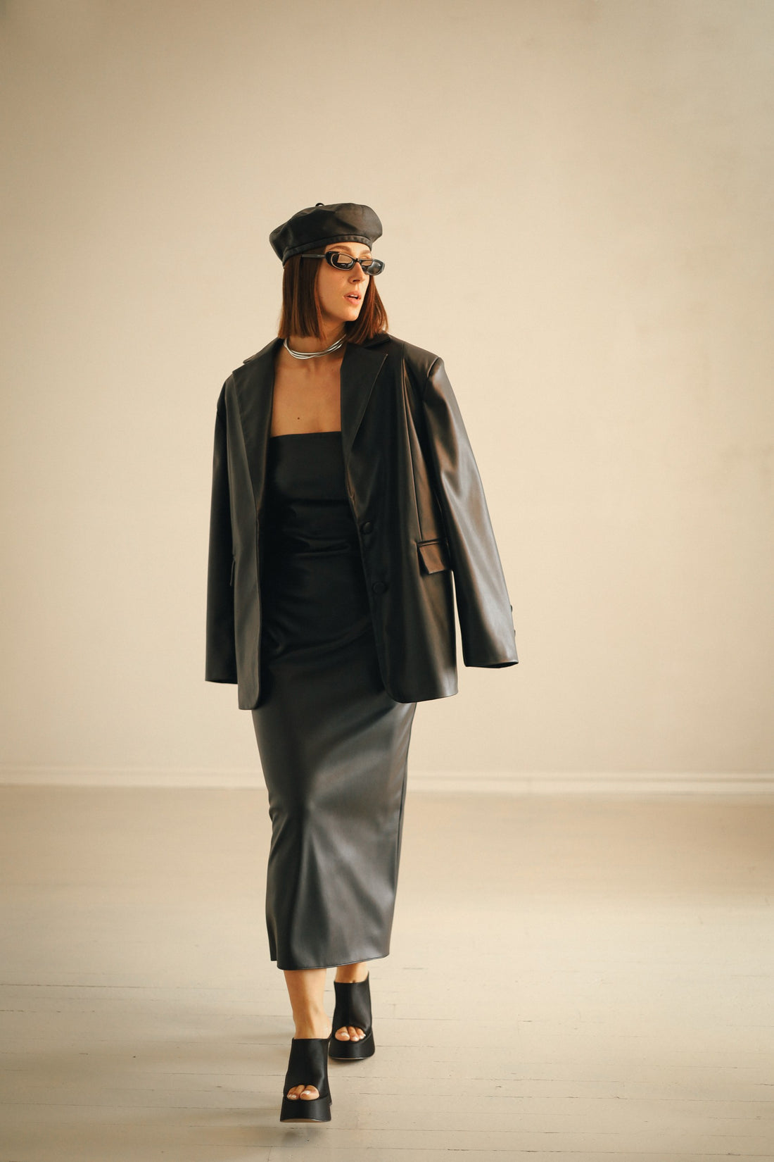 Faux Leather Bandeau Dress