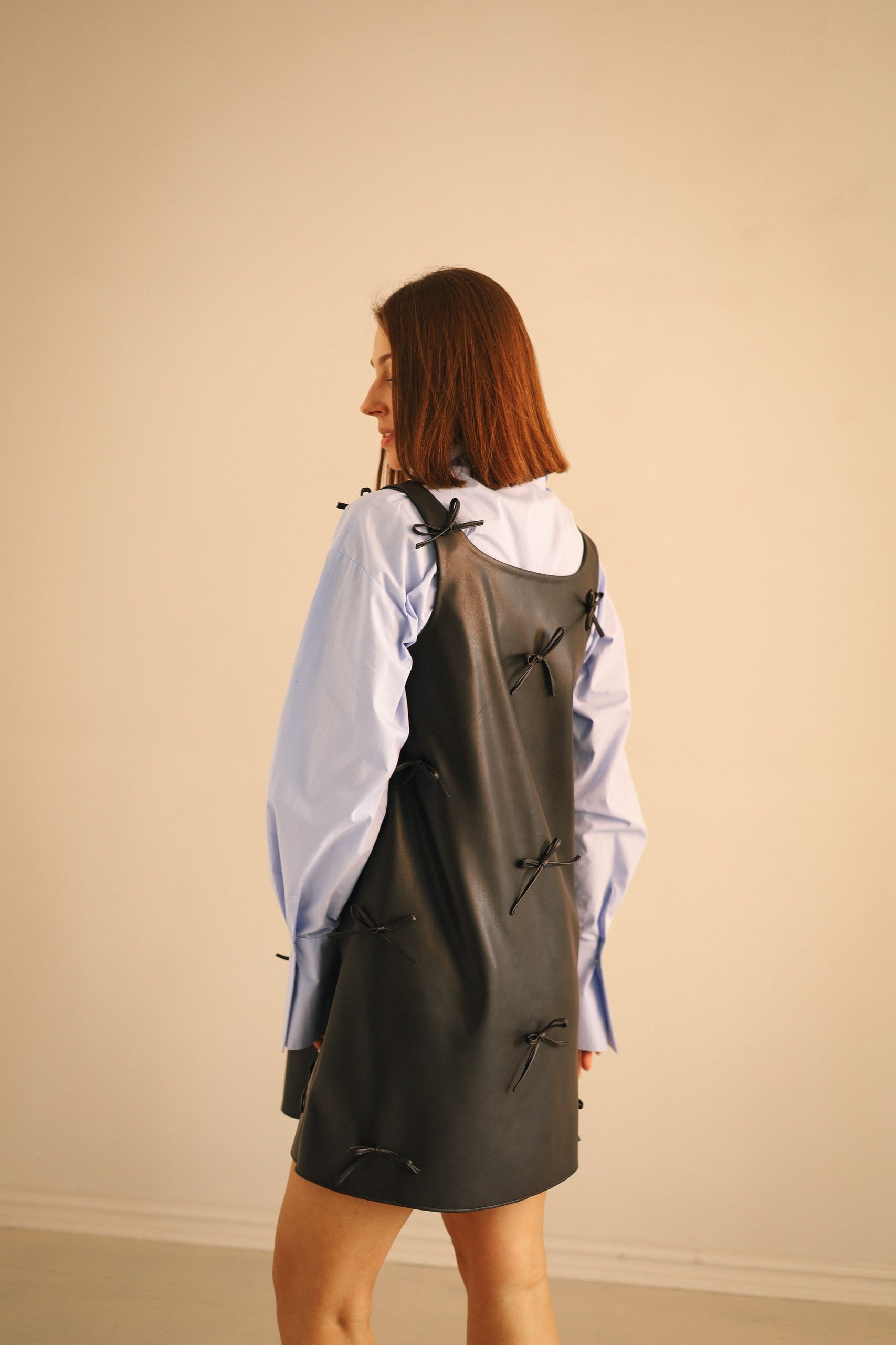 Eco-Leather Bow Tie Dress