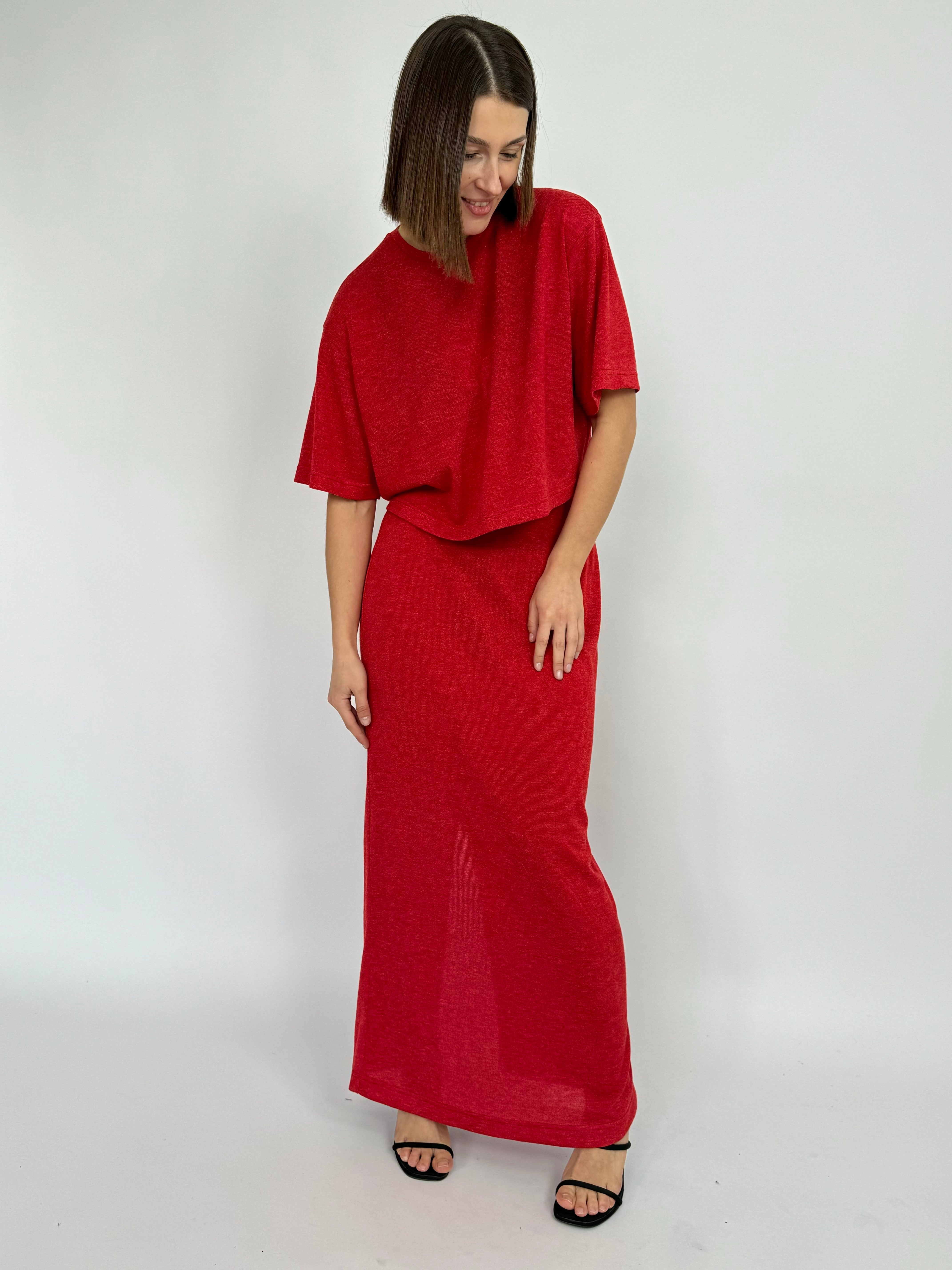 Knitted suit with skirt