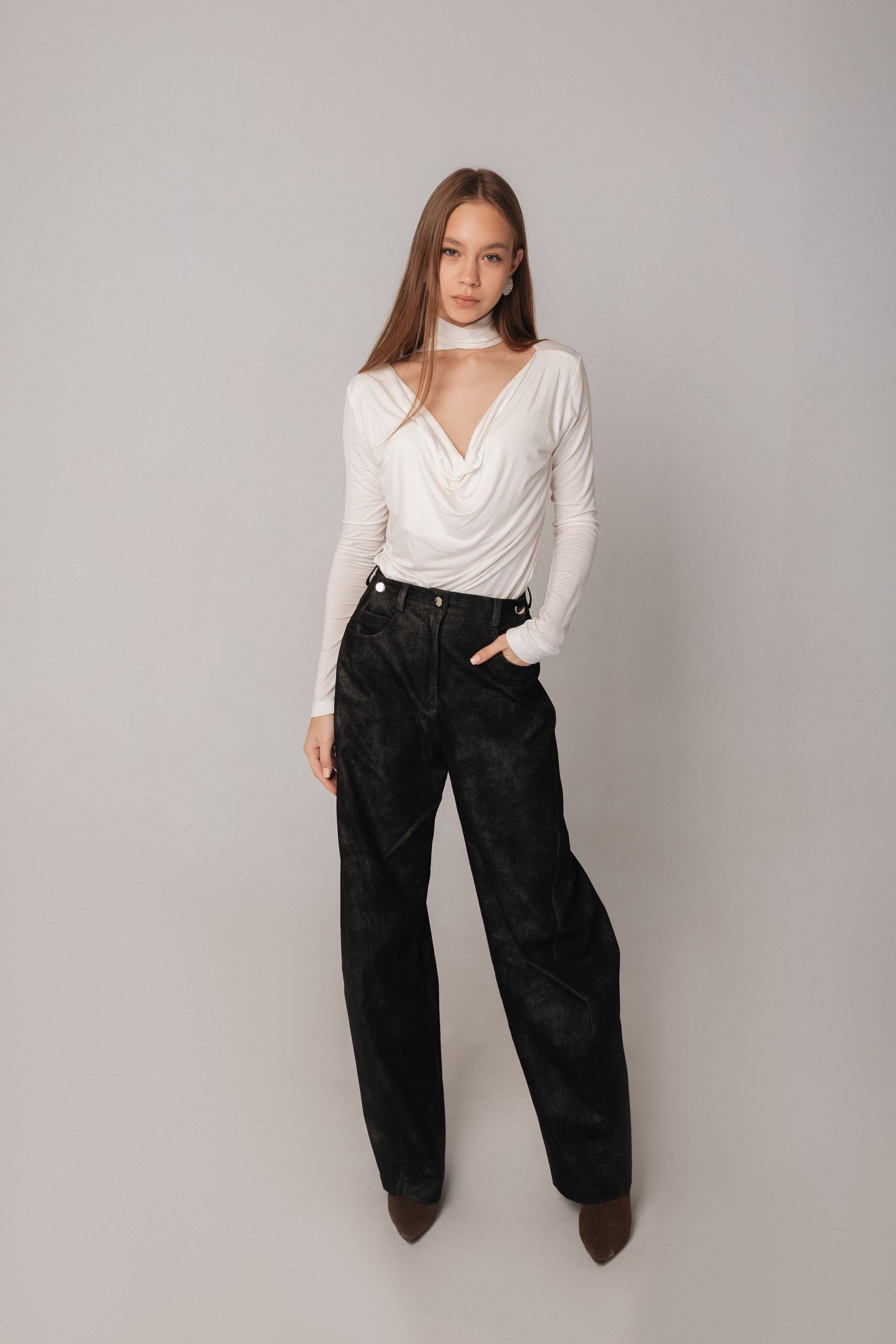 Textured Eco-Leather Pants