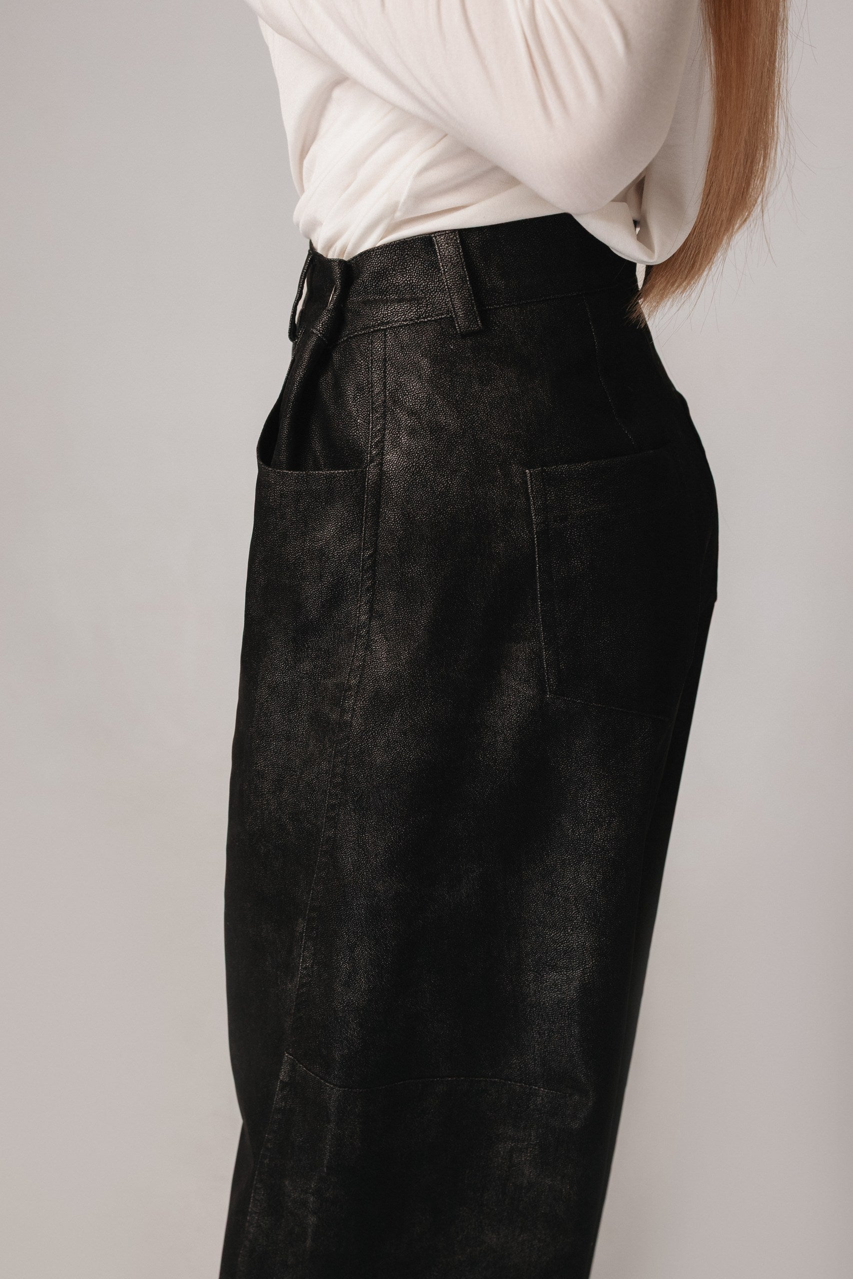 Textured Eco-Leather Pants