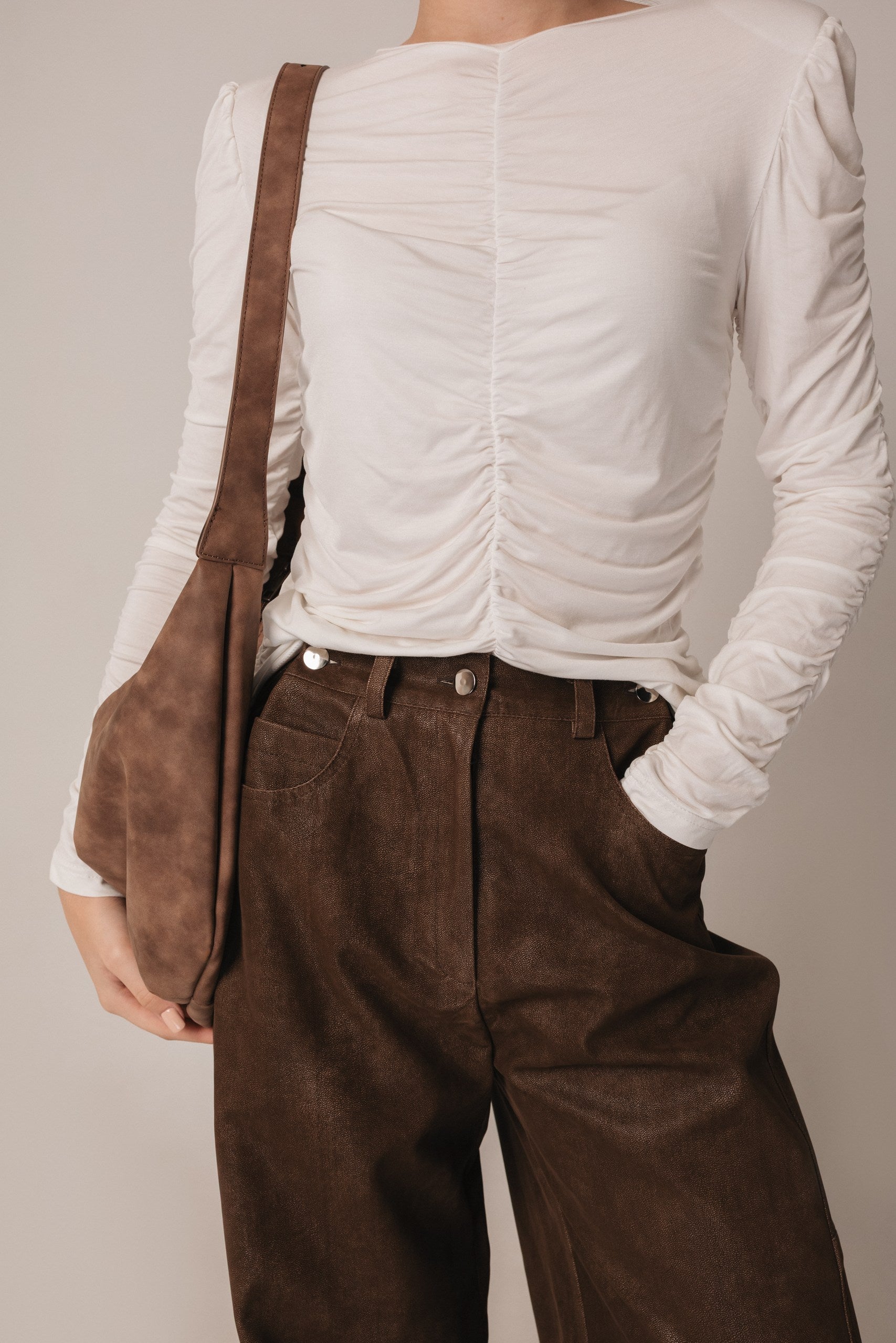Textured Eco-Leather Pants