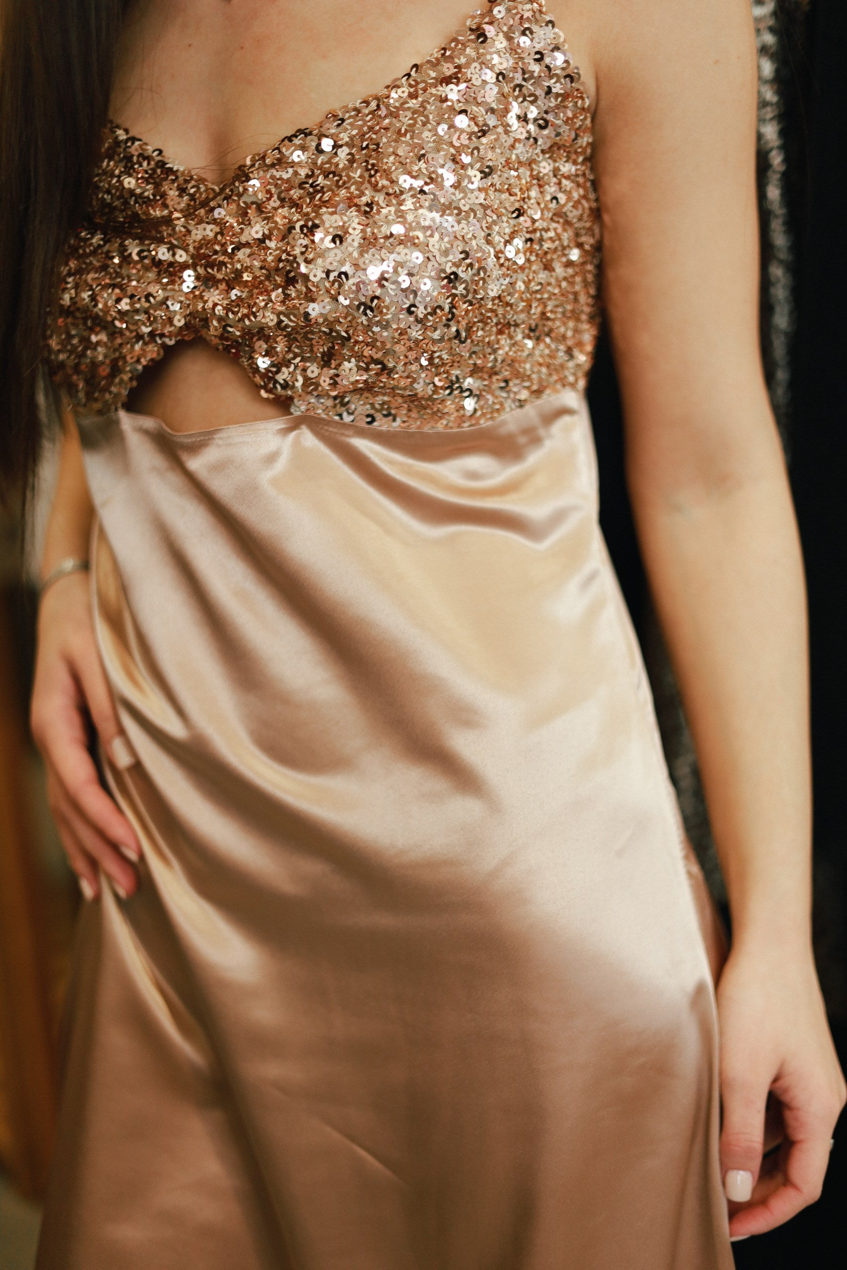 Dress with sequin top