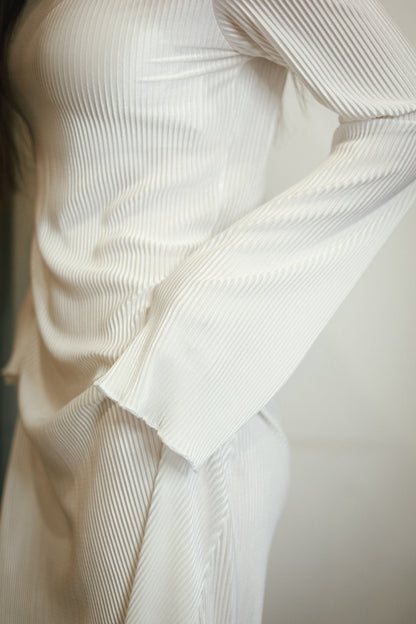 Silk-Effect Plisse Dress