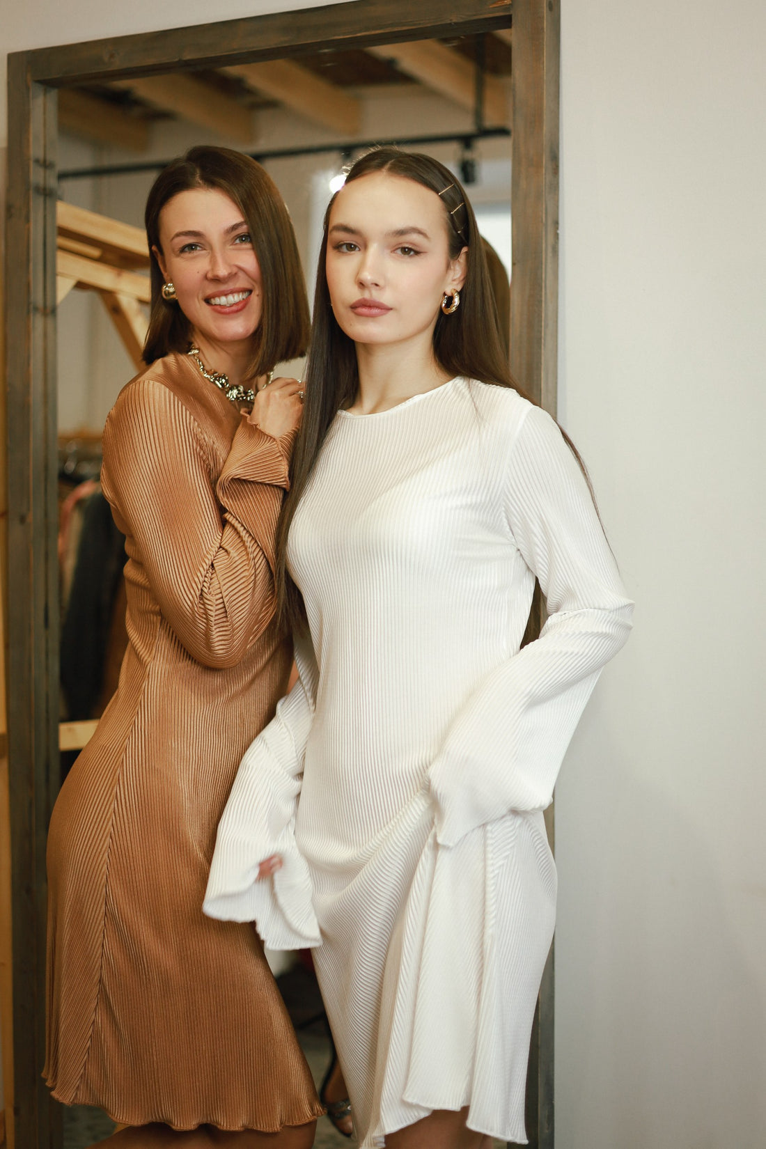 Silk-Effect Plisse Dress