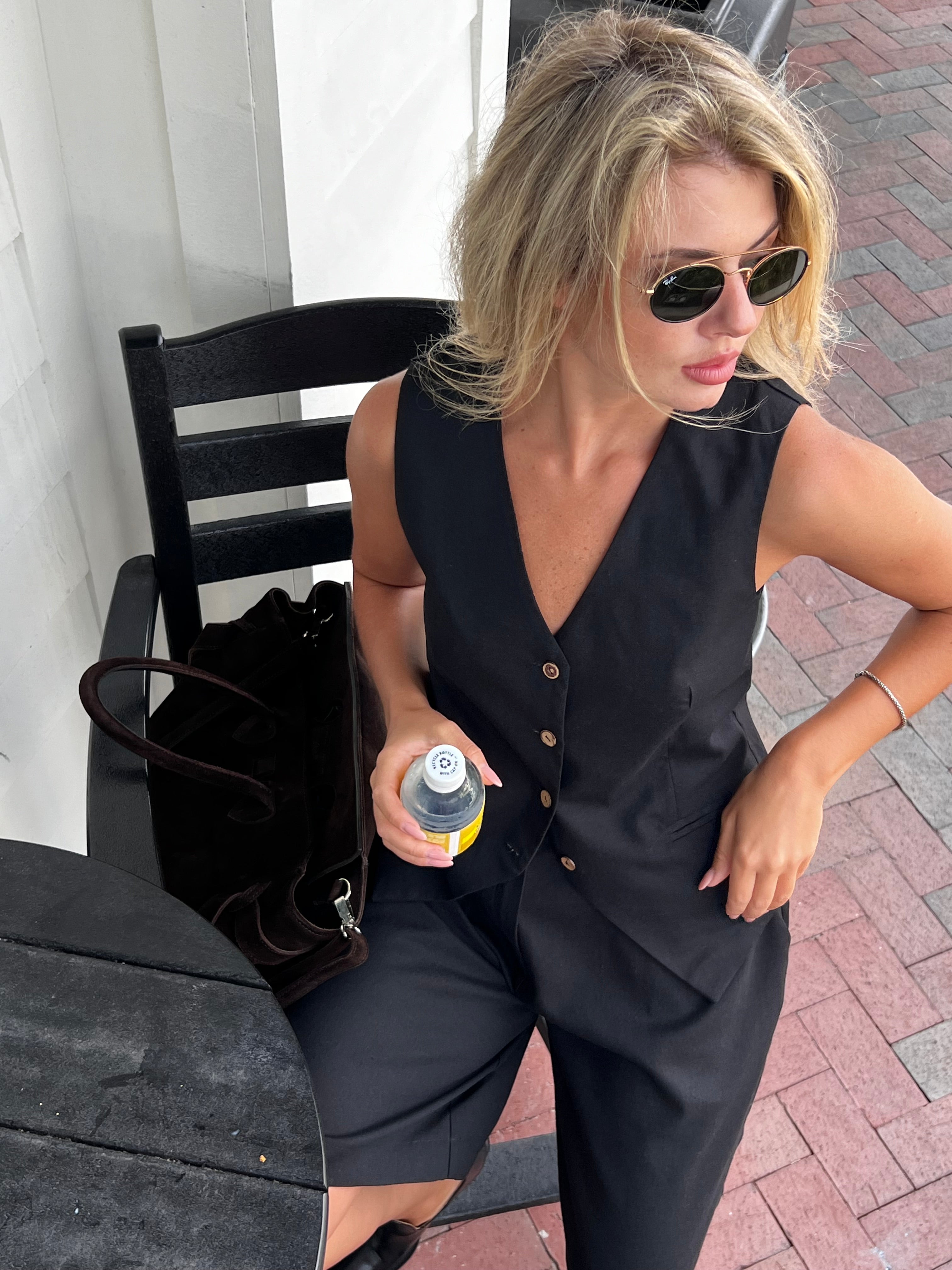 Linen suit with vest