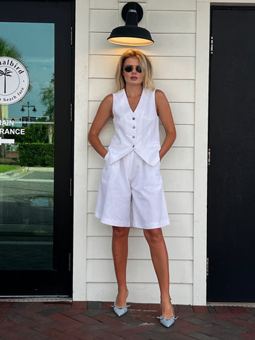 Linen suit with vest