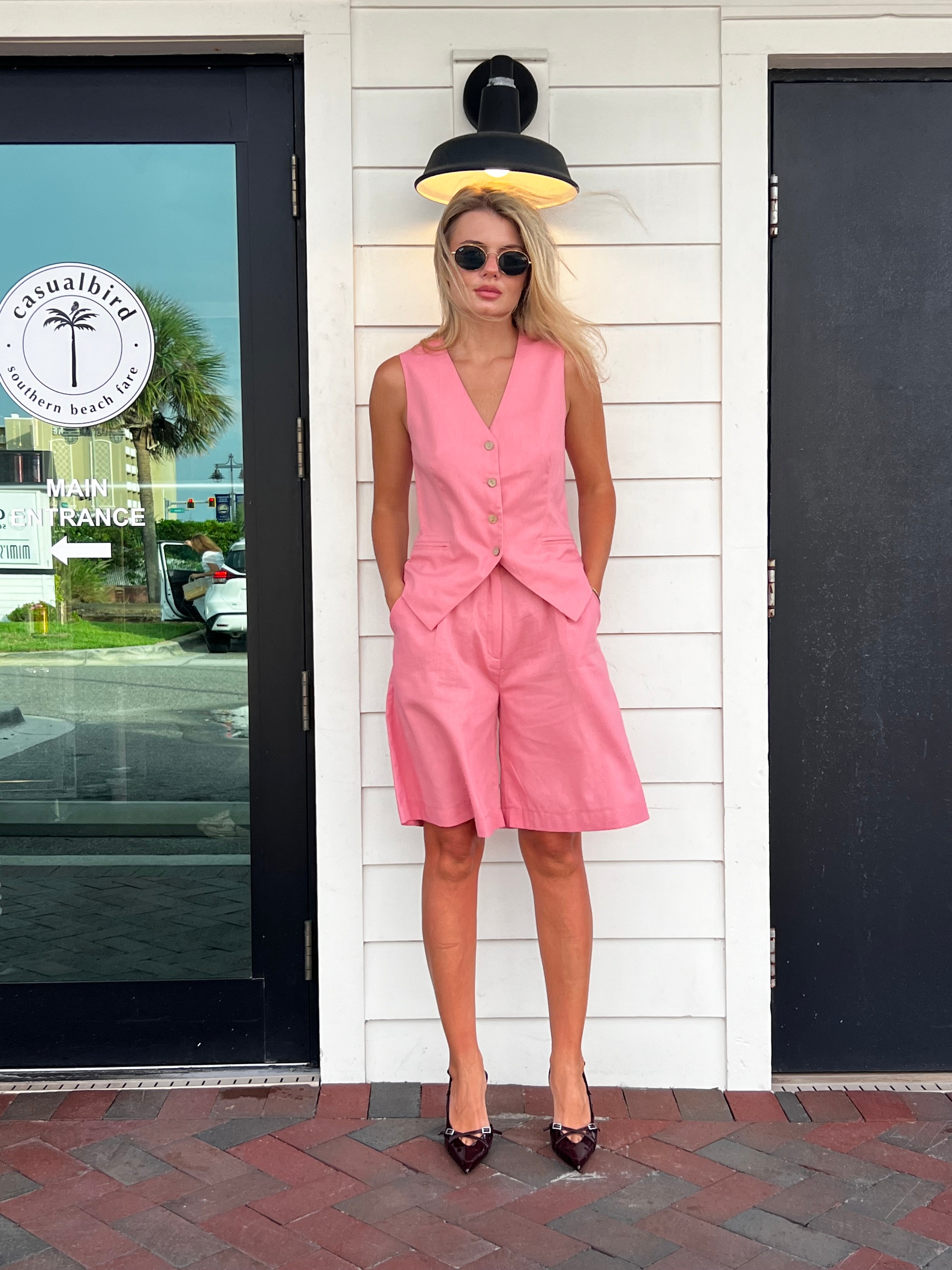 Linen suit with vest