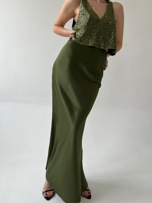 Fishtail silk skirt