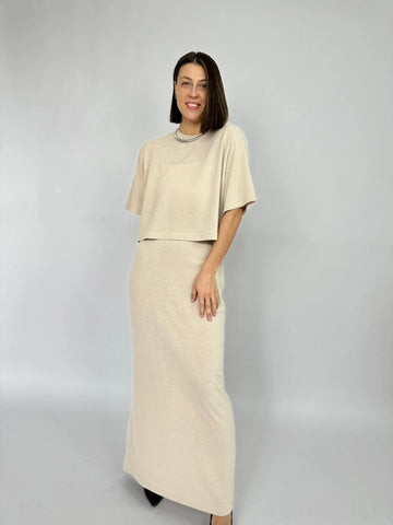 Knitted suit with skirt