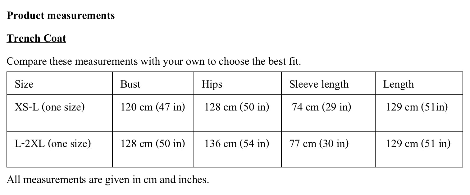 Product measurements